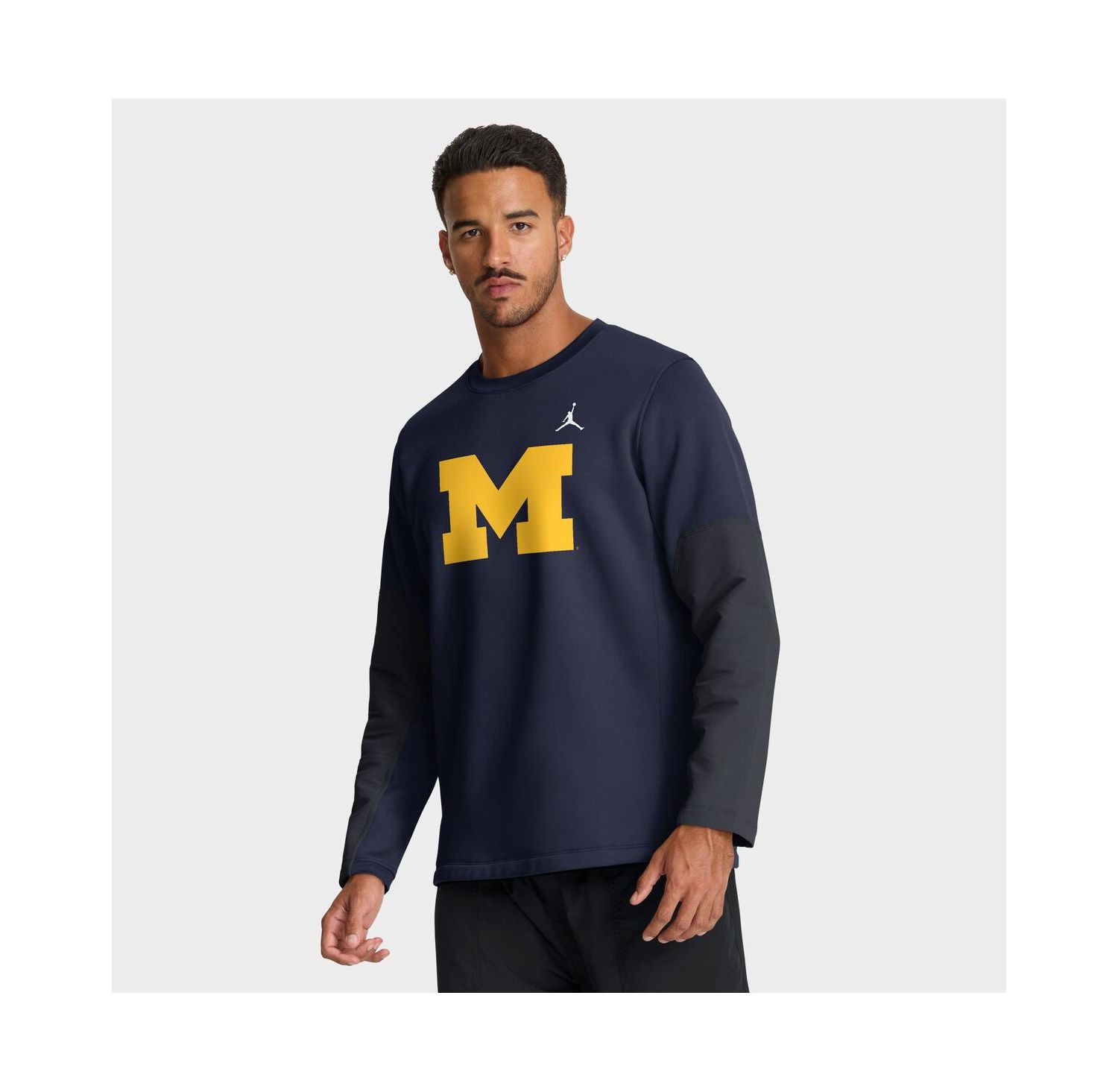Men's Navy Michigan Wolverines 2025 Sideline Coach Performance Long Sleeve T-Shirt