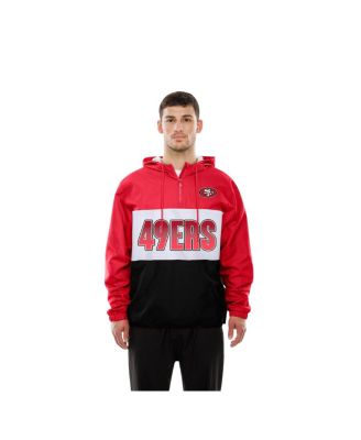 Men's Scarlet San Francisco 49ers Ripstop Quarter-Zip Hooded Windbreaker