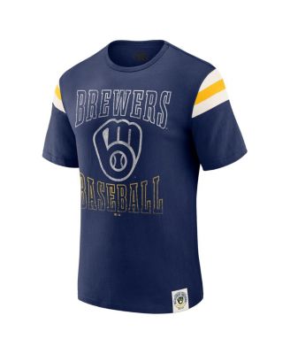 Darius Rucker Collection by Men's Navy Milwaukee Brewers Distressed Sleeve Stripe T-Shirt