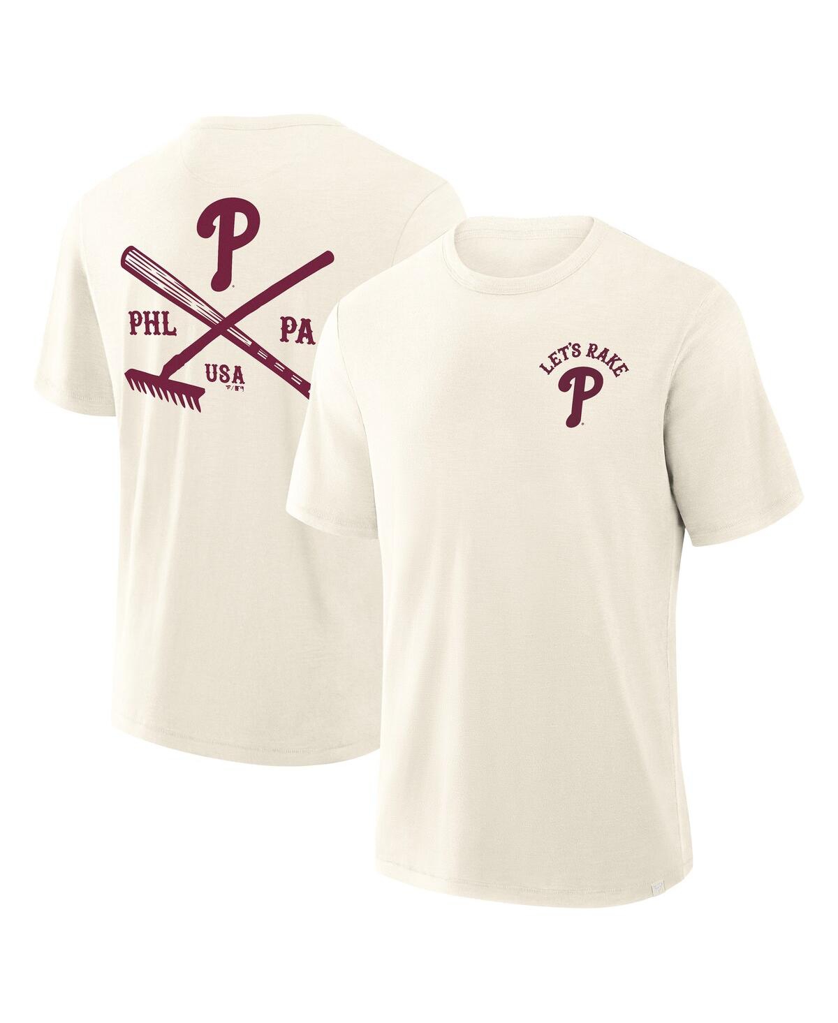 Fanatics Men's Cream Philadelphia Phillies Nostalgia Stadium Slub T-shirt In White
