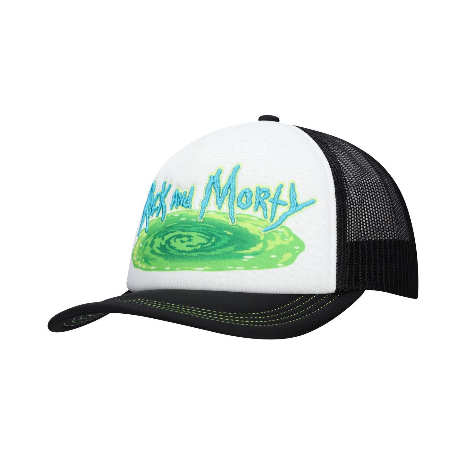Men's and Women's White/Black Rick and Morty Graphic Foam Trucker Adjustable Hat