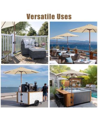 Deck Umbrella Mount Holder Bracket Height Flexible for Patio Railing Balcony Courtyard Poolside Mobile Cart Black Flat