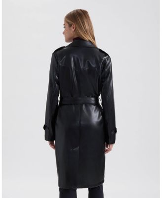 Women's Single Breasted PU Trench Coat