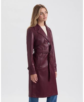 Women's Single Breasted PU Trench Coat