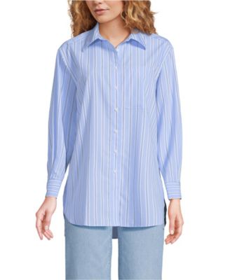 Women's Oversized No Iron Tunic with Statement Collar Shirt