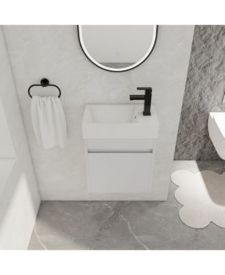 18 Inch Bathroom Vanity with White Resin Sink and Soft-Close Cabinet Door