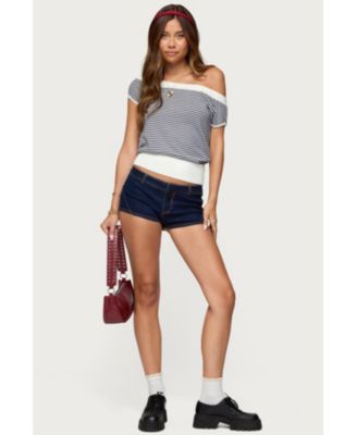 Women's Lottey Striped Off Shoulder Knit Top