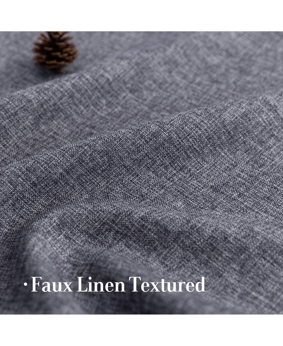 Awesome Home Faux Linen Texture Light Filtering Back Tab Curtains, Semi Sheer Farmhouse Window Curtains (2 Panels), 52"x84"