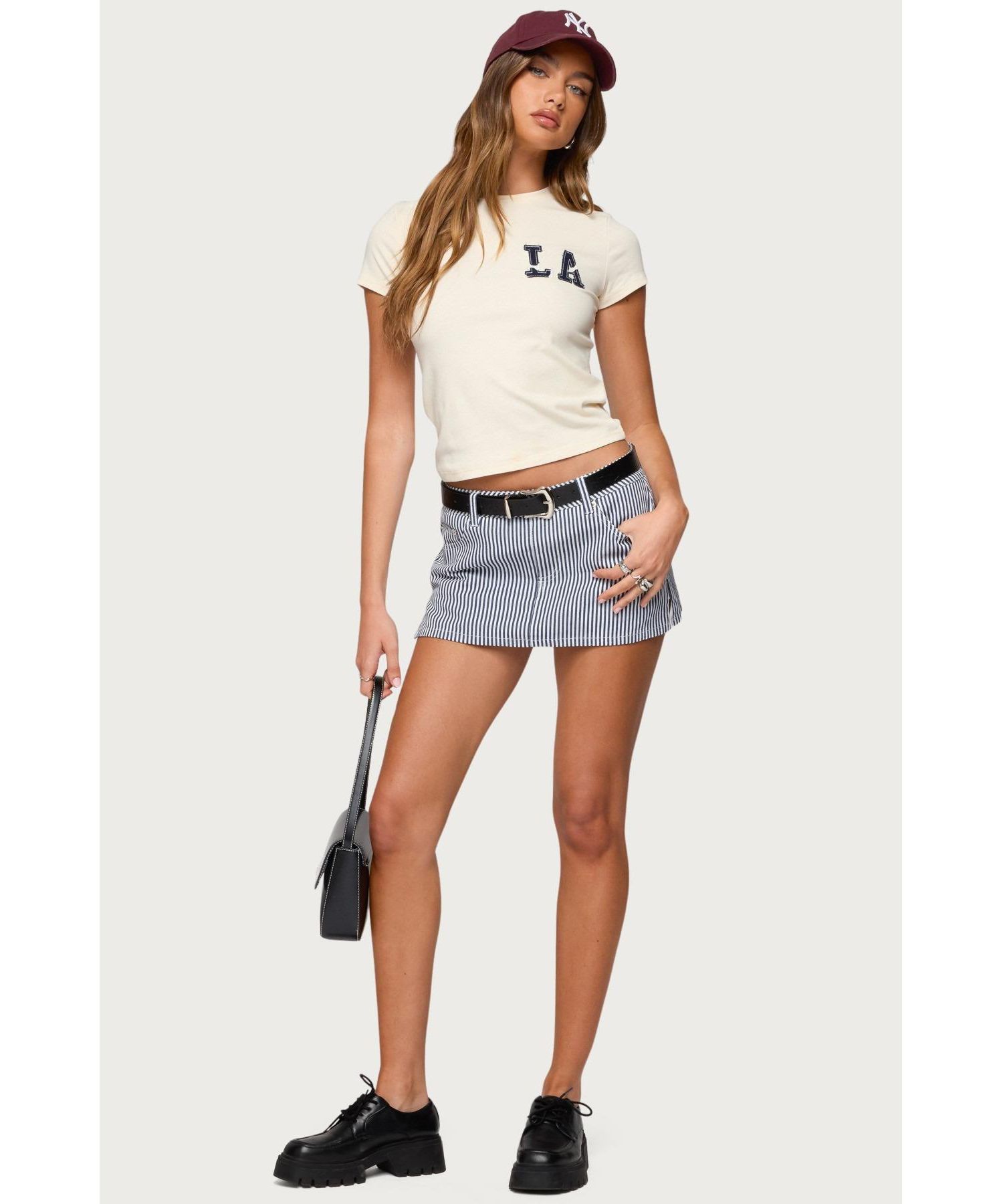 Womens Liliane Striped Mini Skort