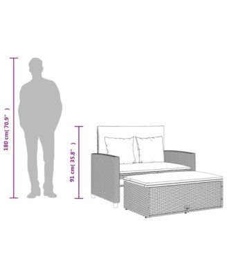 Garden Sofa Gray PE wicker, acacia wood, powder-coated steel Medium