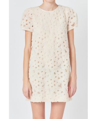 Women's Pearl and Tulle Textured Mini Dress