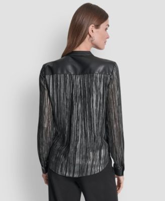 Women's Crinkle Detail V-Neck Top