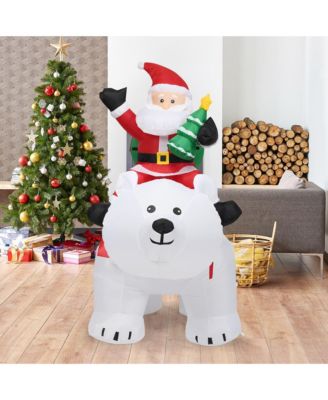6.5 FT Christmas Inflatable Santa Riding Polar Bear w/ Shaking Head LED Lights