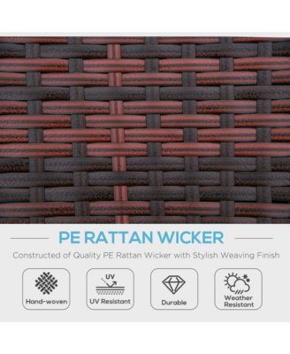 Rat Daybed Patio Furniture Set w/ Adjustable Canopy,