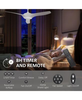 52" Reversible Ceiling Fan with LED Light for Bedroom,