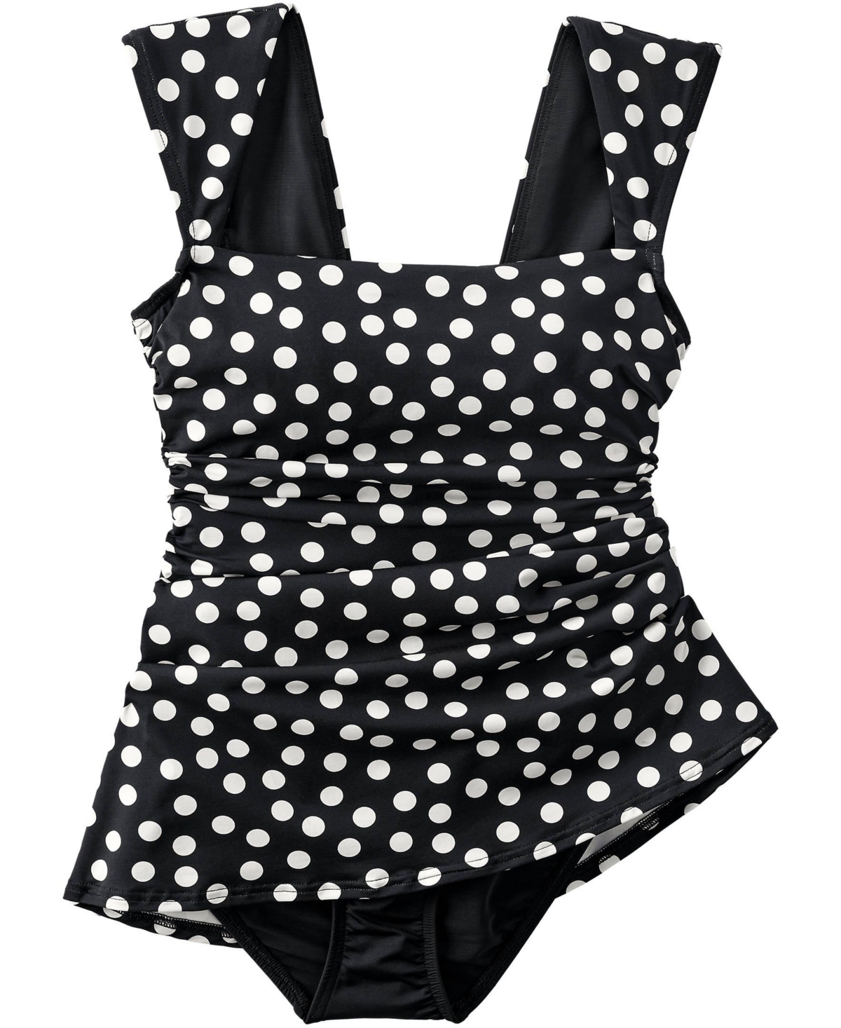 Lands' End Women's Smoothing Square Neck Ruched Swim Dress Swimsuit