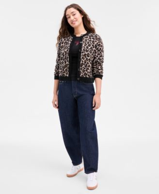 Women's Leopard-Print Button-Front Cardigan