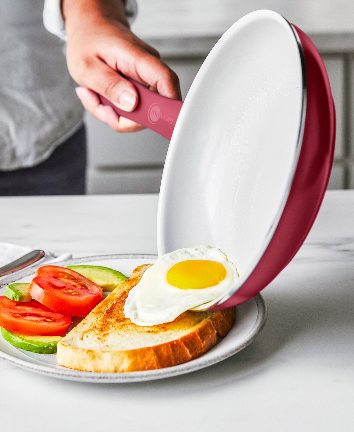 Greenpan Dover Ceramic Nonstick 7" Frypan With Spatula In Red