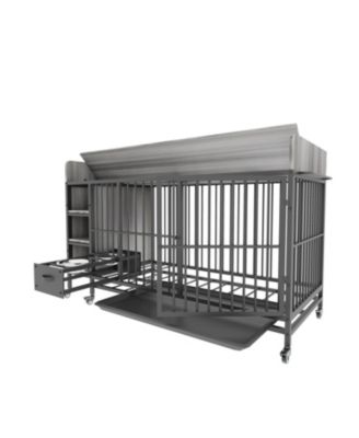 57 in. W x 33 in. H x 24 in. D Large Pet Cage with Storage Rack Drawers with Stainless Steel Food in Black