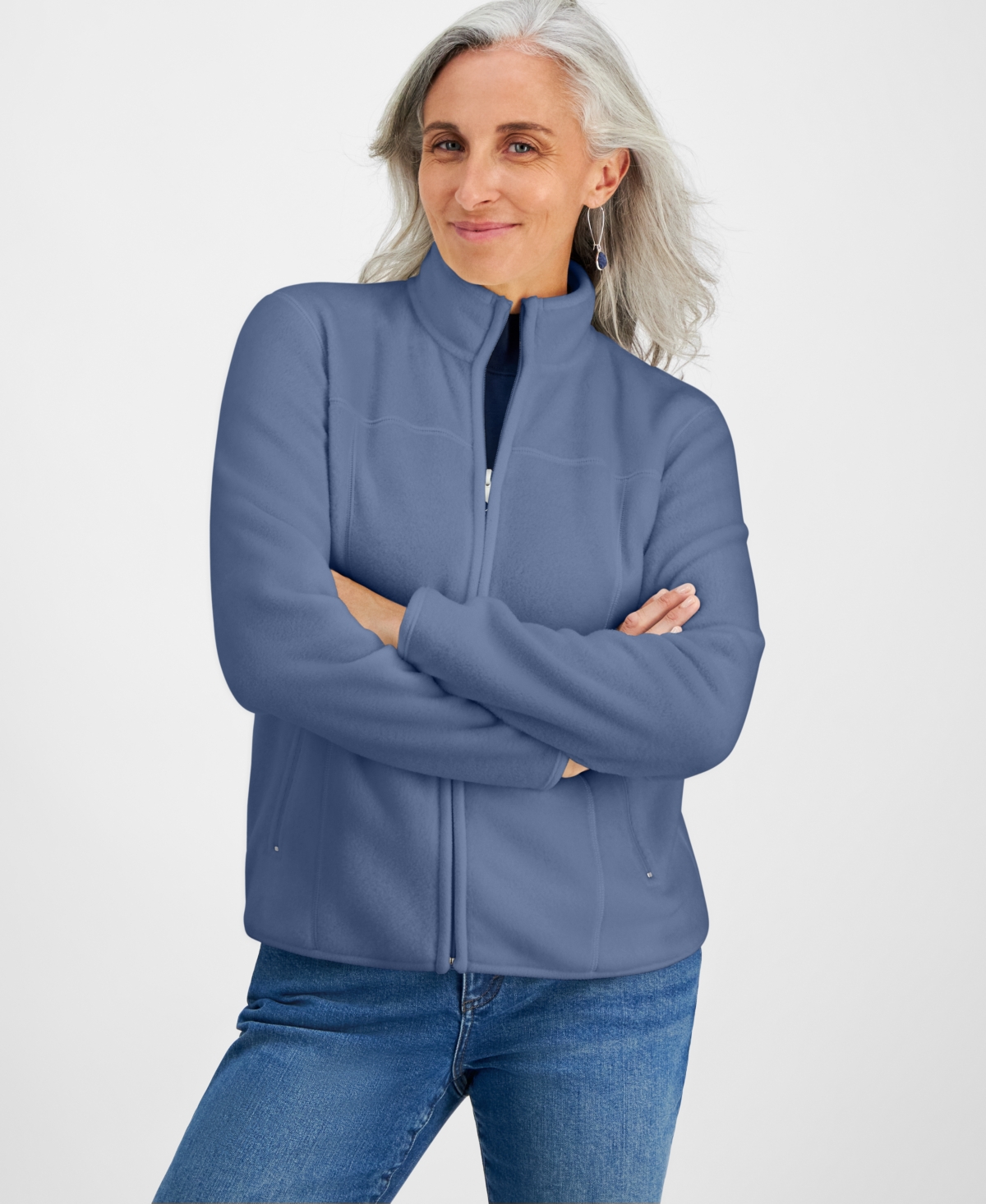 Style & Co Petite Polar Fleece Zip-Front Jacket, Created for Macy's