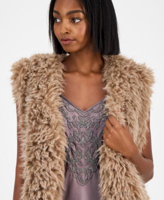 Petite Shaggy Sleeveless Vest Jacket, Macy's Exclusive
