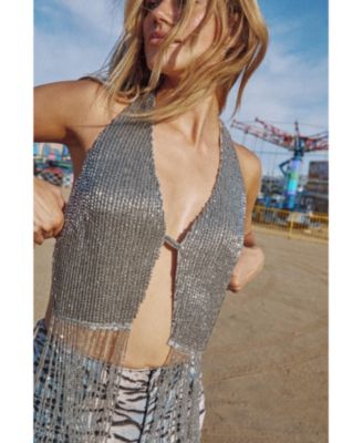 Women's Bugle Bead Tassel Waistcoat