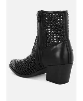 Womens Artisole Woven Pleather Block Boots
