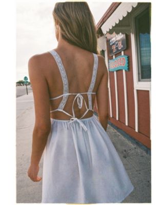 Women's Lace Mix Bow Mini Dress