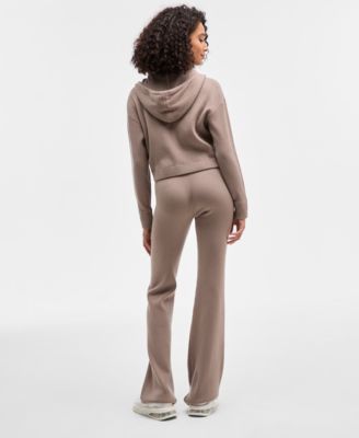 Women's Flaminia Ribbed Zipped Hoodie, Sweater Bralette Top & Ribbed Sweater Flare Pants