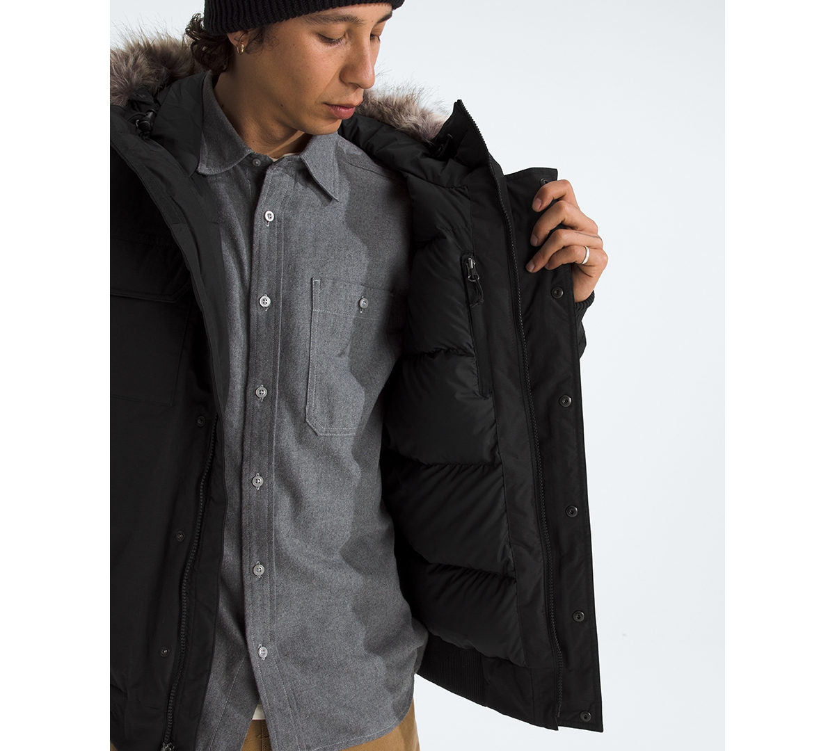 The North Face Mcmurdo Water Repellent 600 Fill Power Down Parka With Faux Fur Trim In Black