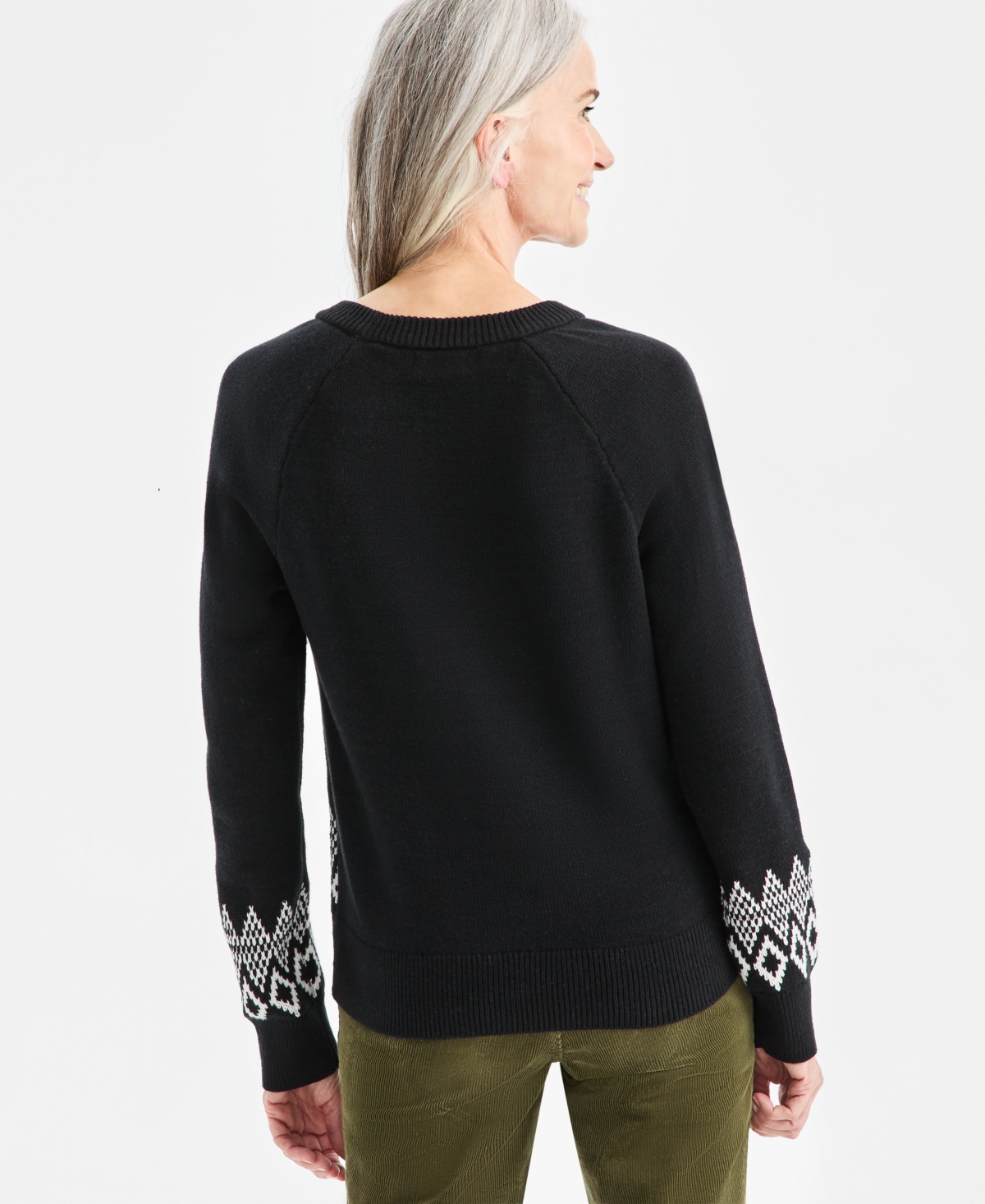 Style & Co Women's Crewneck Whimsy Pullover Sweater, Macy's Exclusive In Black