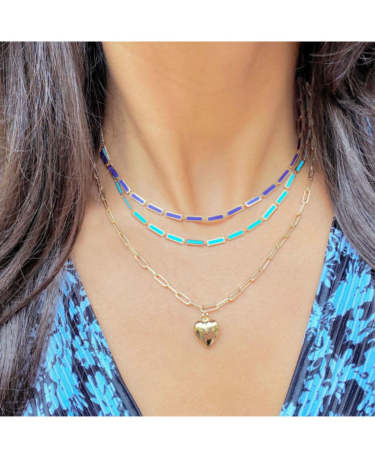 The Lovery Turquoise Bar Necklace 14K Gold 20 inches