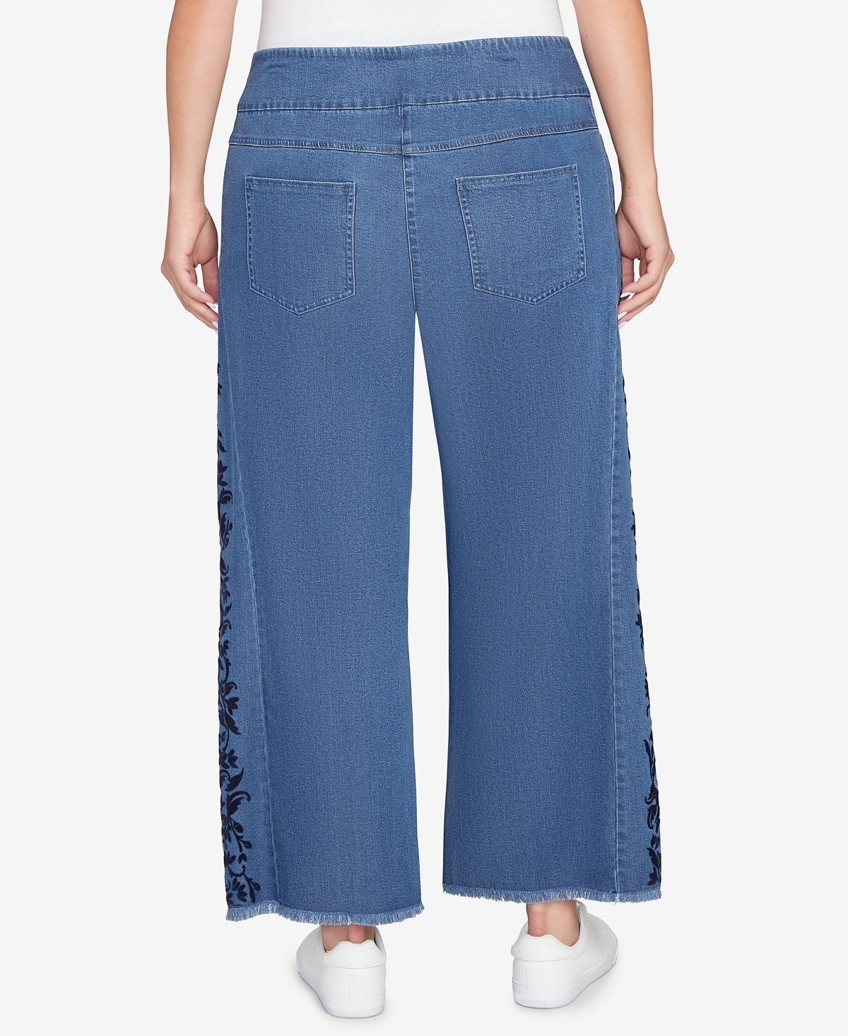Ruby Rd. Plus Size Flocked Bootcut Ankle Jeans In Blue