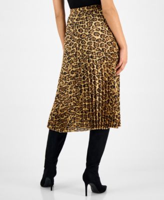 Women's Pleated Printed Midi Skirt