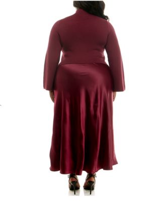 Plus Size Long Sleeves Twofer Maxi Dress