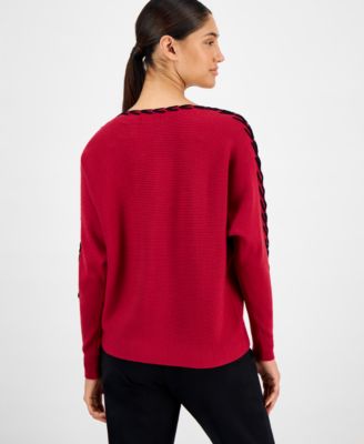 Women's Ribbed Dolman-Sleeve Sweater