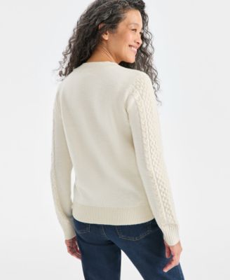 Women's Crewneck Shine Cable-Knit Sweater, Macy's Exclusive