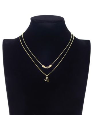 Cubic Zirconia Mom and Heart Pendant Layered Necklace Set