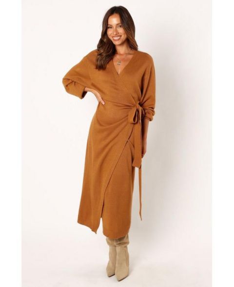 Женское платье Petal and Pup Nova Wrap Knit Midi, цвет: Верблюжий