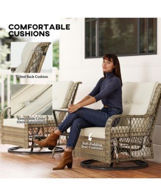 3 Pieces Wicker Bistro Set, Rocking Patio Furniture Set,