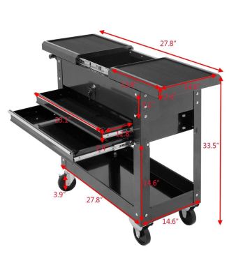 Rolling Mechanics Tool Cart Slide Top Utility Storage Cabinet Organizer 2 Drawer