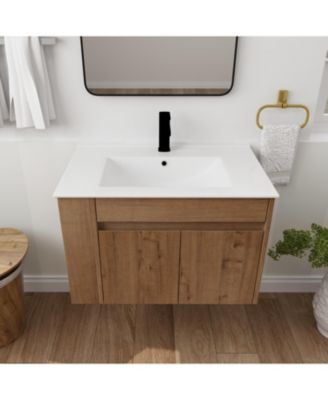 30 Inch Bathroom Vanity with White Ceramic Basin
