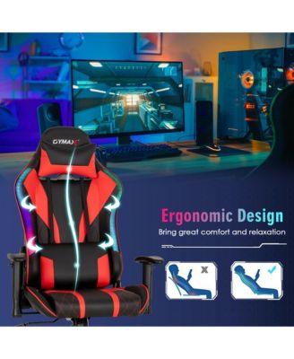 Gaming Chair Adjustable Swivel Computer Chair w/ Dynamic LED Lights