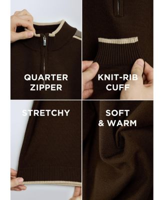 Boy's Shoulder Detail Quarter-Zip Sweater