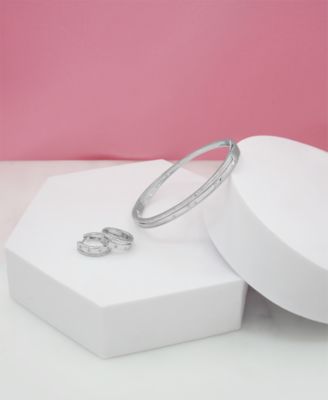 2-Pc. Set Diamond Bangle Bracelet and Hoop Earrings (1/4 ct. t.w.) in Sterling Silver