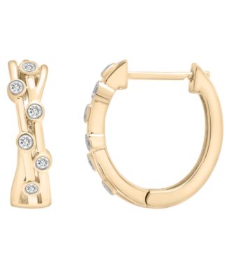 2-Pc. Set Diamond Bangle Bracelet and Hoop Earrings (1/4 ct. t.w.) in 14k Gold-Plated Sterling Silver