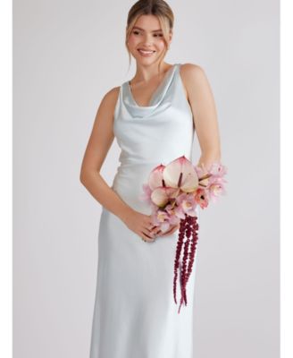 Cowl Front Satin Bridesmaid Dress