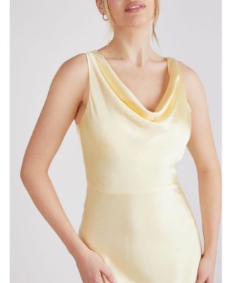 Cowl Front Satin Bridesmaid Dress