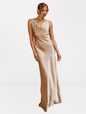 Women's Chiffon Bandeau Satin Maxi Dress