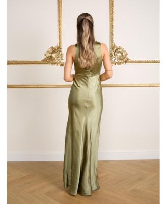 Cowl Front Satin Bridesmaid Dress